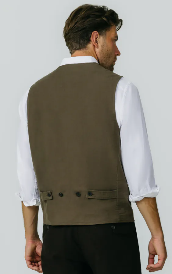 Olive Moleskin Waistcoat thumbnail 4