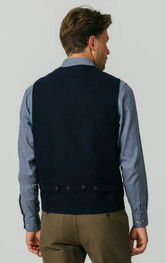 Navy Moleskin Waistcoat thumbnail 3