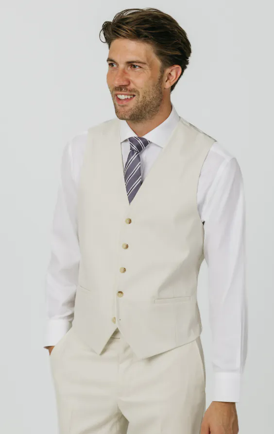 Winter White Twill Waistcoat primary image