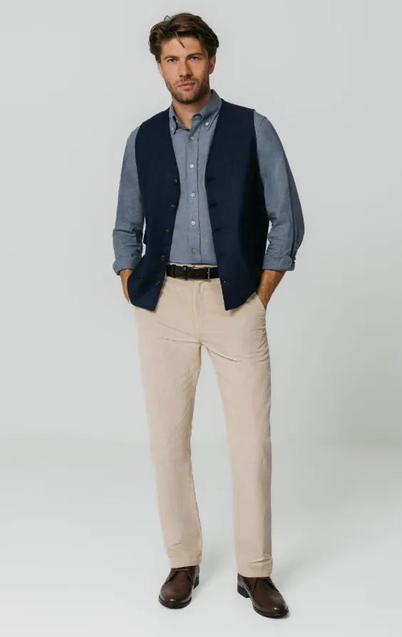 Navy Herringbone Tweed Waistcoat with Patch Pockets thumbnail 2