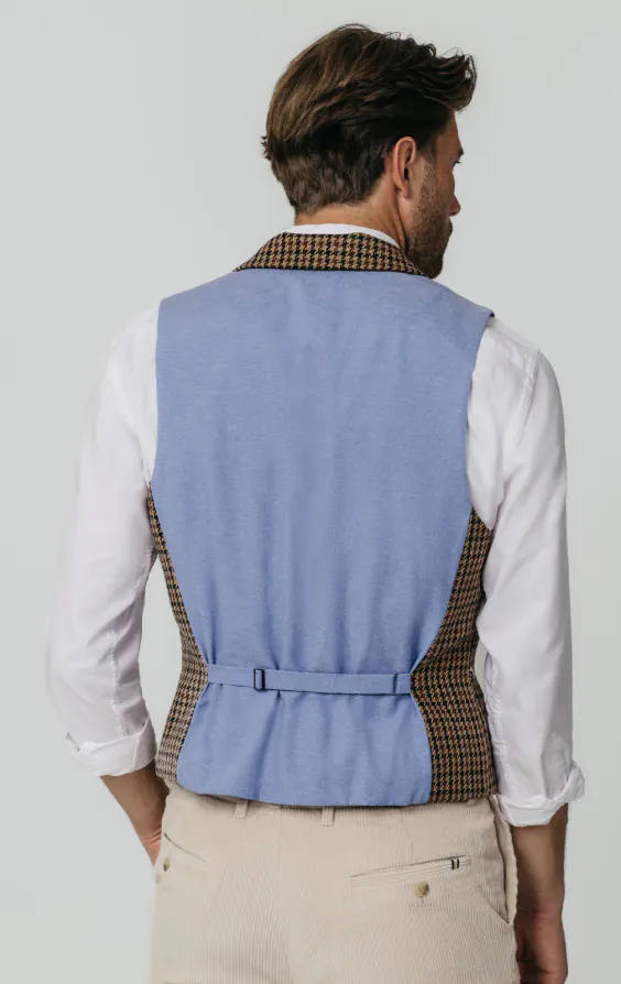Brown Houndstooth Tweed Waistcoat thumbnail 4