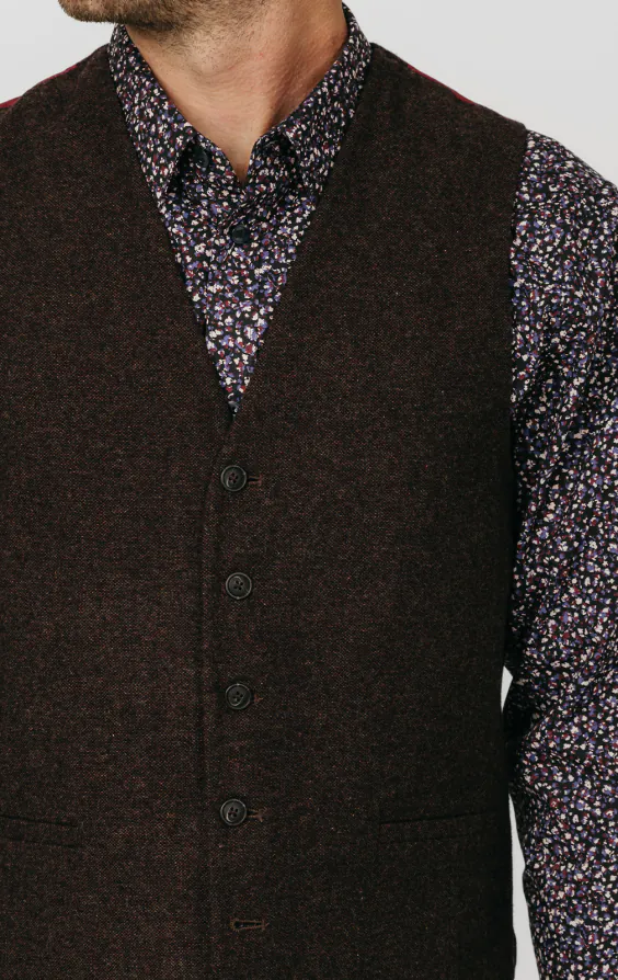 Burgundy Donegal Tweed Waistcoat - photo 1