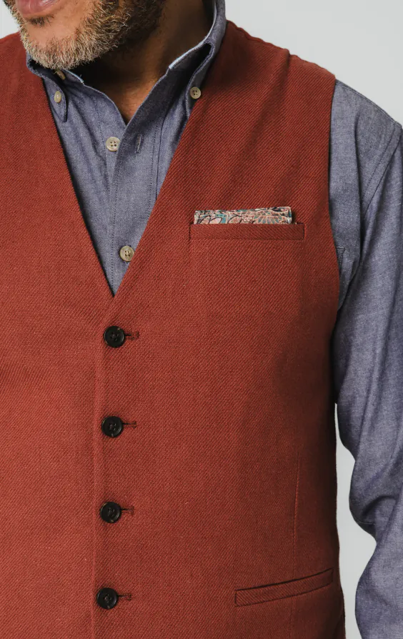 Terracotta Linen Waistcoat - photo 2 Terracotta Linen Waistcoat - photo 2