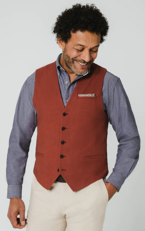 Terracotta Linen Waistcoat Terracotta Linen Waistcoat