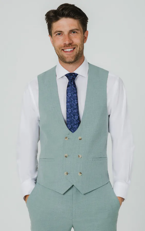 Mint Green Hopsack Waistcoat Mint Green Hopsack Waistcoat