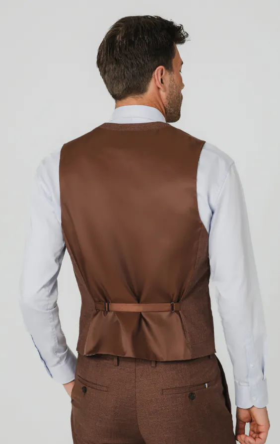 Rust Brown Textured Weave Waistcoat - photo 2