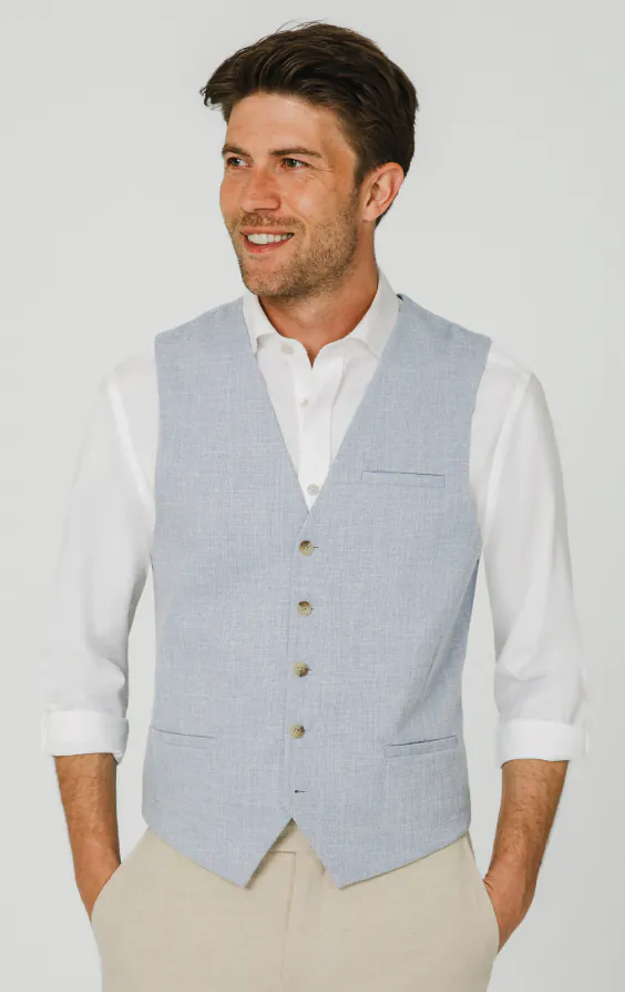 Light Blue Textured Weave Waistcoat Light Blue Textured Weave Waistcoat