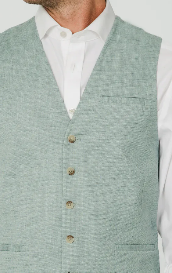 Aqua Green Textured Weave Waistcoat - photo 1