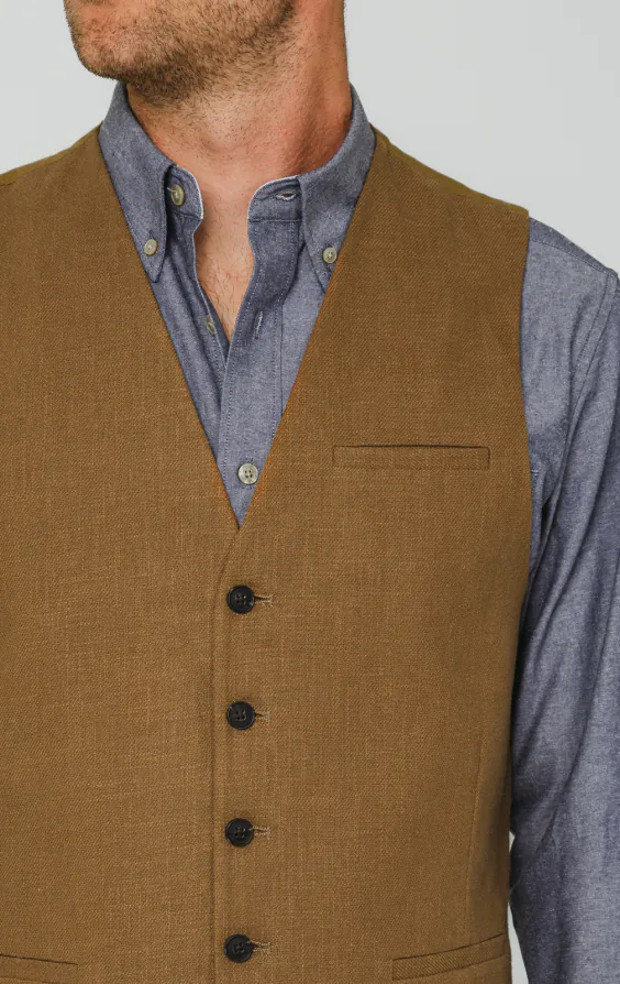 Mid Brown Ramie Waistcoat - photo 1