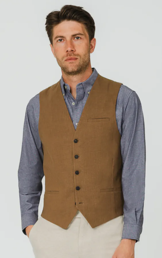 Mid Brown Ramie Waistcoat