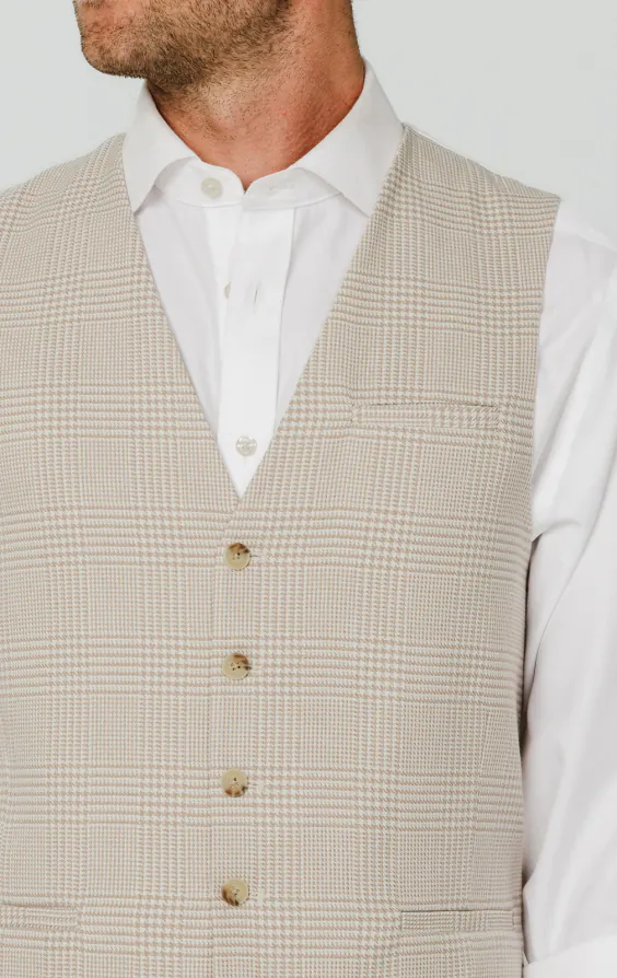 Beige Prince of Wales Check Waistcoat - photo 1