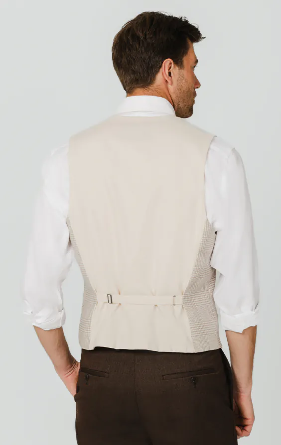 Beige Prince of Wales Check Waistcoat - photo 2