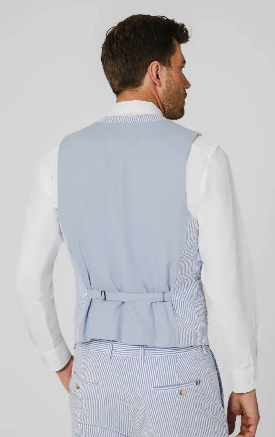 Blue & White Seersucker Waistcoat - photo 2 Blue & White Seersucker Waistcoat - photo 2