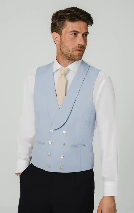 Pale Blue Double Breasted Morning Waistcoat Pale Blue Double Breasted Morning Waistcoat