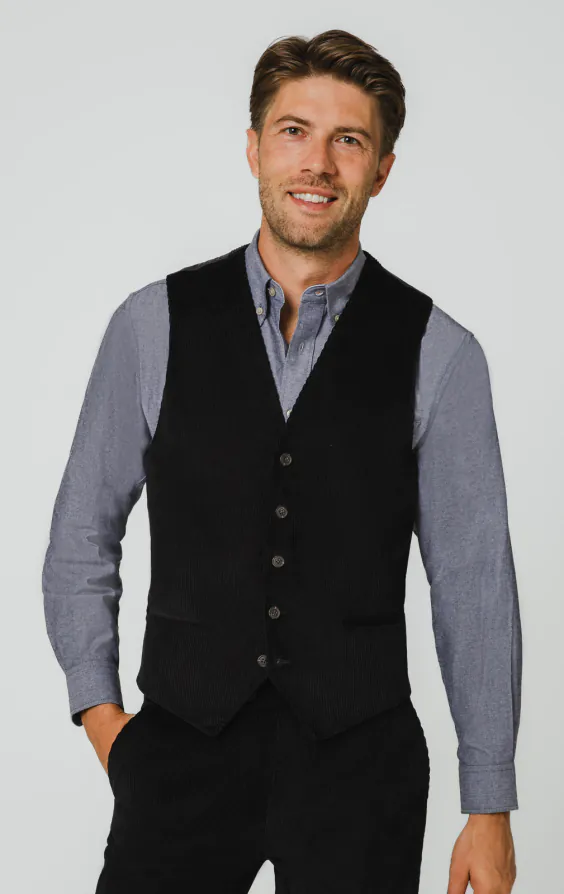 Black Corduroy Waistcoat