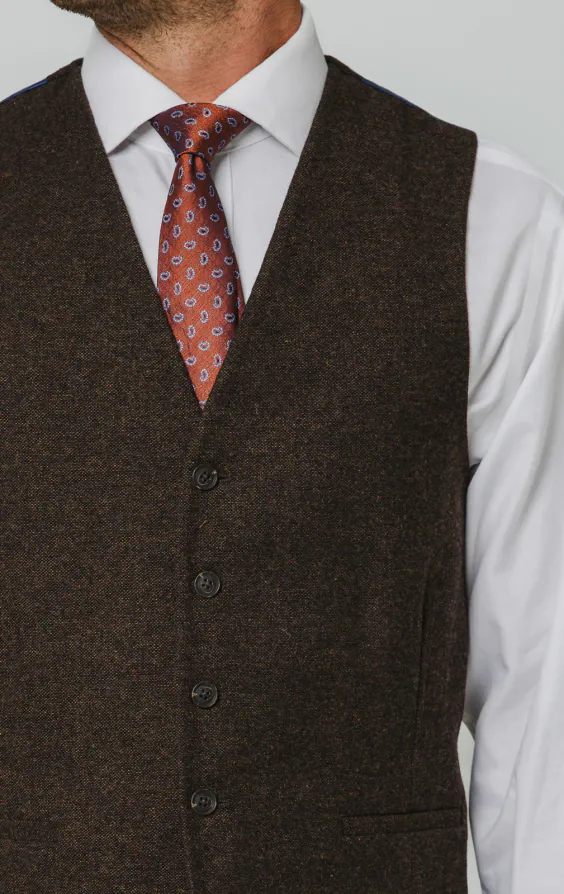 Dark Brown Donegal Tweed Waistcoat - photo 1