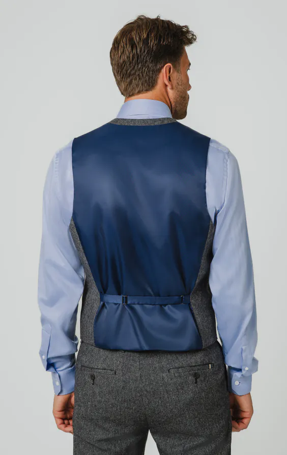 Grey Herringbone Tweed Waistcoat - photo 2 Grey Herringbone Tweed Waistcoat - photo 2