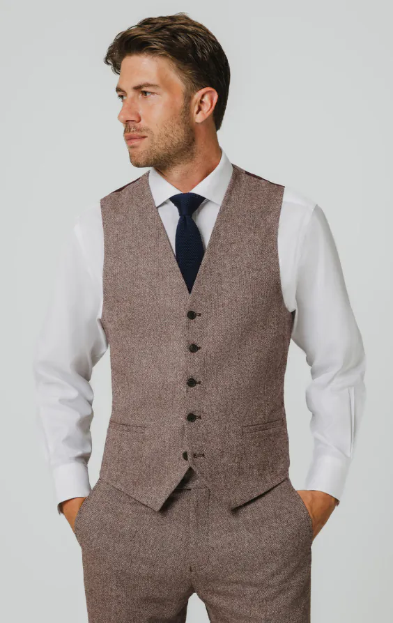 Redwood Herringbone Tweed Waistcoat Redwood Herringbone Tweed Waistcoat