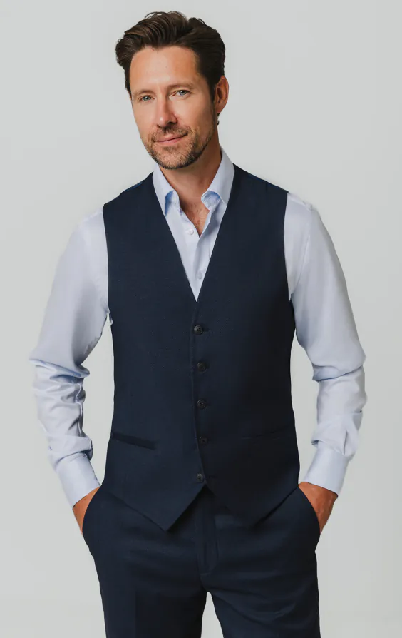 Navy Birdseye Waistcoat Navy Birdseye Waistcoat