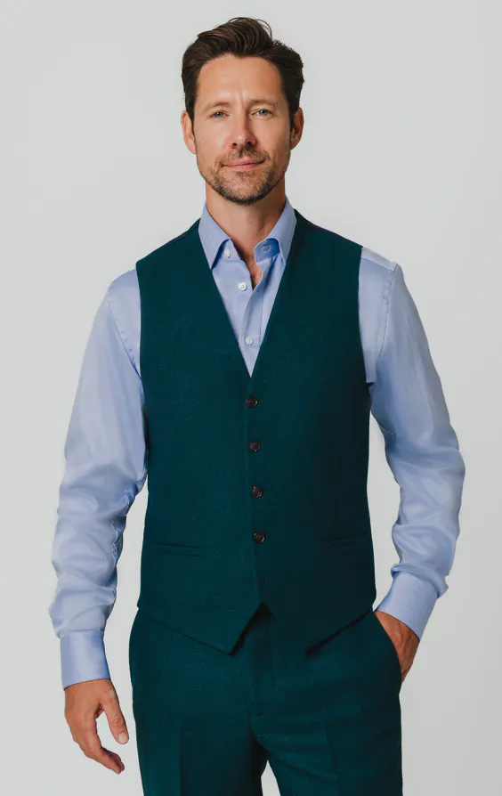 Teal Wool Flannel Waistcoat Teal Wool Flannel Waistcoat