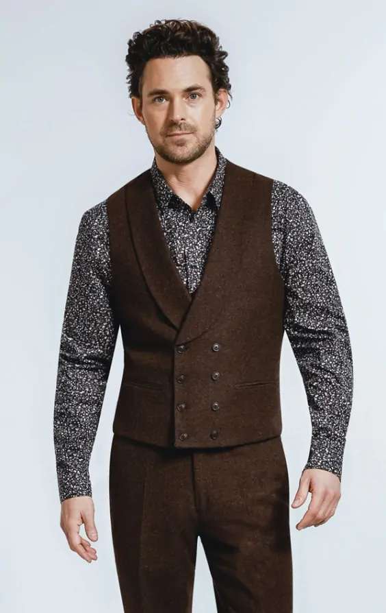 Double breasted tweed waistcoat cheap