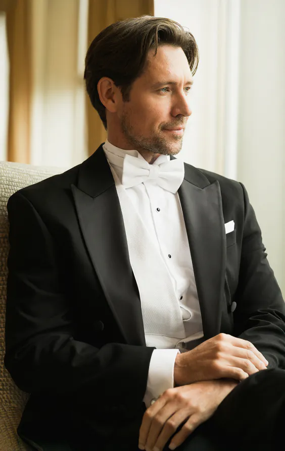 2 Piece White Tie, Dress Shirt, Waistcoat & Bow Tie primary image