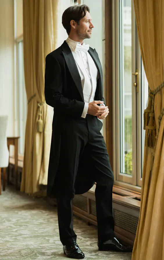 2 Piece White Tie, Dress Shirt, Waistcoat, Bow Tie & Shoes primary image