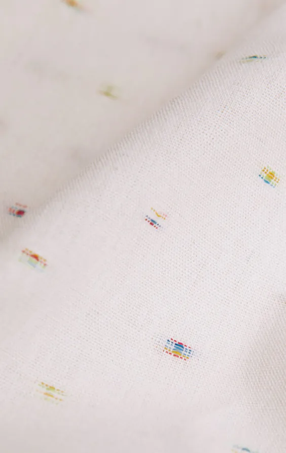 White Short Sleeve Shirt with Coloured Weave - photo 4 White Short Sleeve Shirt with Coloured Weave - photo 4