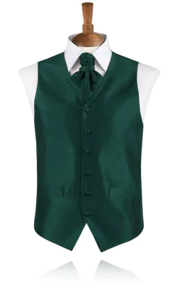 Boys Racing Green Dupion Waistcoat