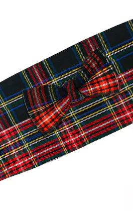Navy Blue Tartan Cummerbund & Pre-Tied Bow Tie Set