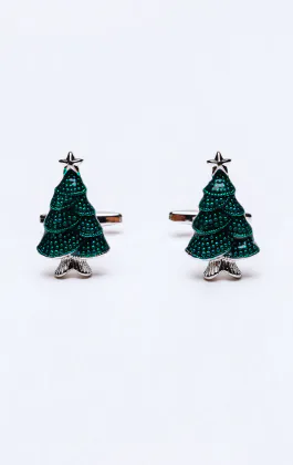 Green Christmas Tree Cufflinks