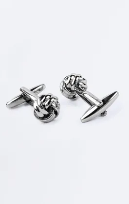 Silver Coloured Large Knot Cufflinks