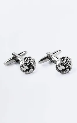 Silver Coloured Large Knot Cufflinks