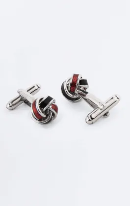 Black, Red and Silver Knot Cufflinks