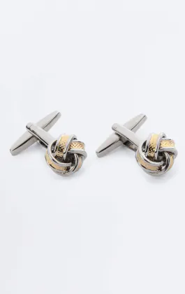 Silver and Gold Coloured Knot Cufflinks
