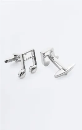 Silver Coloured Music Note Cufflinks