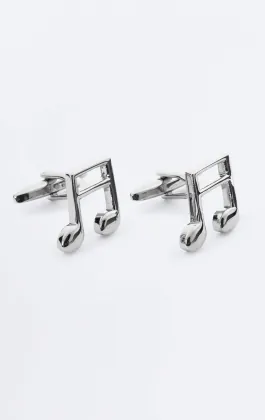 Silver Coloured Music Note Cufflinks