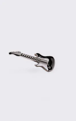 Black and White Guitar Lapel Badge