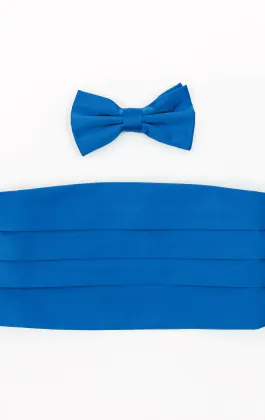 Blue Cummerbund & Pre-Tied Bow Tie Set