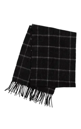 Grey Check Brushed Wool Scarf