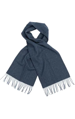 Blue Herringbone Wool Scarf