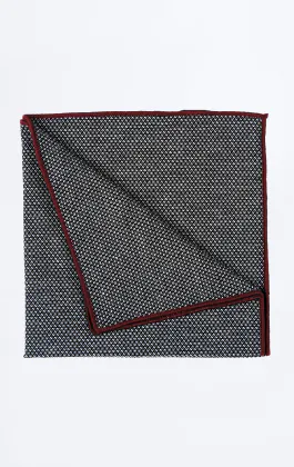 Grey Weave Handkerchief with Burgundy Tipping