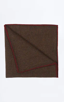 Brown Weave Handkerchief with Burgundy Tipping