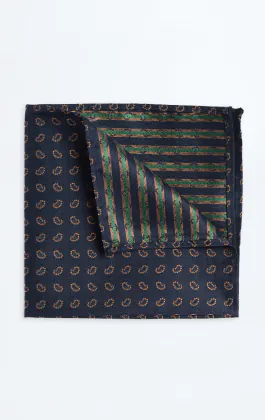 Navy Paisley Pattern Handkerchief