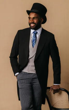 Ascot Package Black Morning Suit with Dove Grey Waistcoat