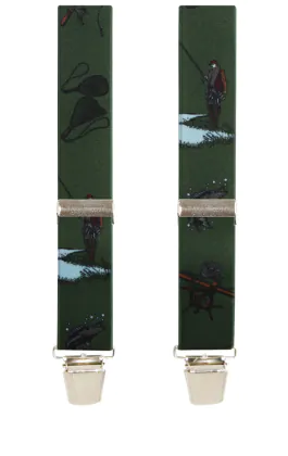 Dark Green Fishing Scene Braces
