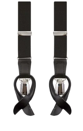 Luxury Slim 2-in-1 Black Braces - 25mm