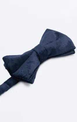 Navy Paisley Velvet Bow Tie