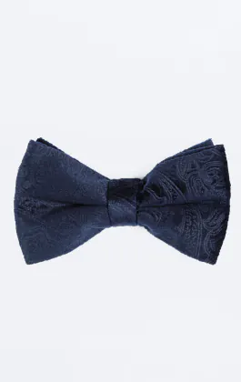 Navy Paisley Velvet Bow Tie