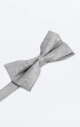 Silver Paisley Bow Tie